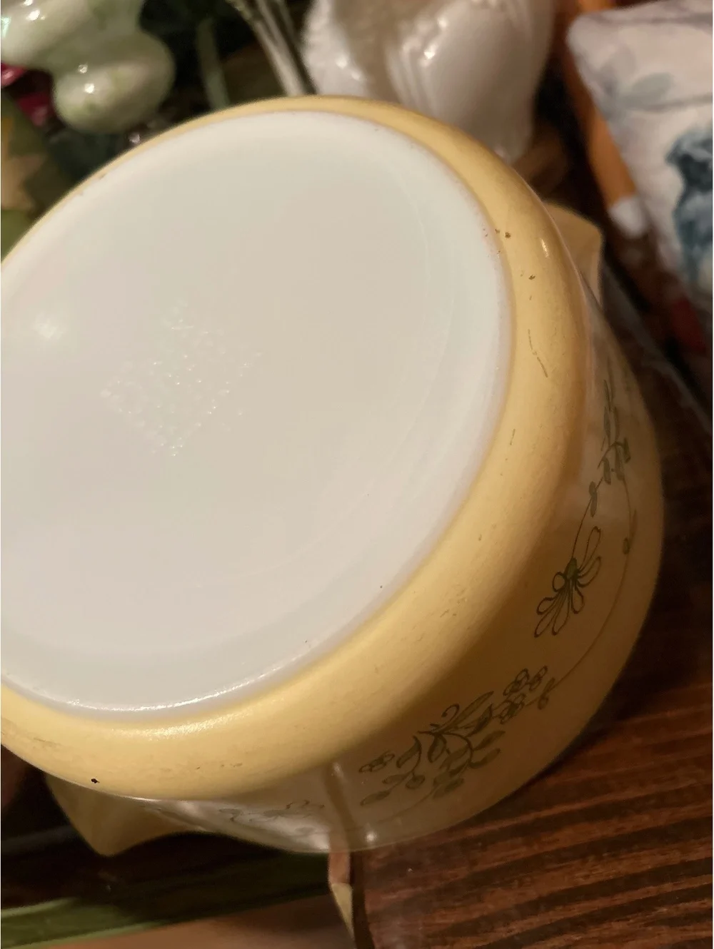 Vintage Pyrex Yellow Floral Mixing Bowl with Green Flowers